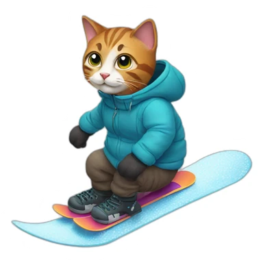 cat snowboarding sticker