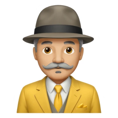 middle aged mobster with yellow colored suit and hat and grey mustache and grey beard sticker