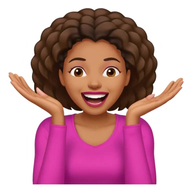 Black woman in hot pink top laughing hysterically with hands on face sticker
