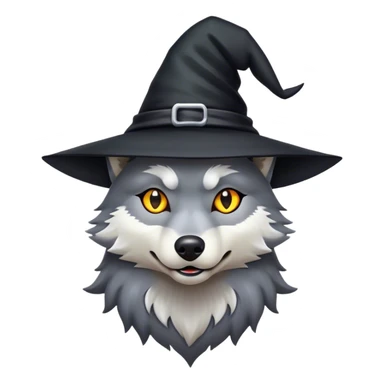 Wolf with black witch hat sticker