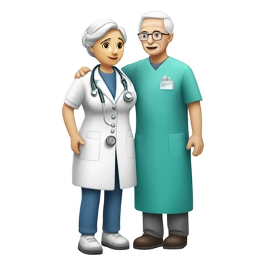 Beautiful nurse takin care of an old person sticker