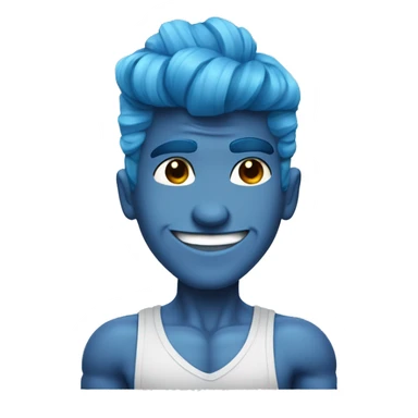 blue hair updo muscle man smiling with scars on eyes sticker