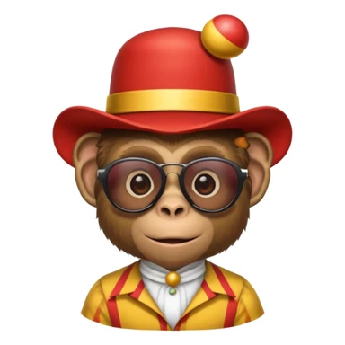 a sunglasses monkey with circus hat and shirt sticker