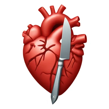 anatomical heart with a knife sticker