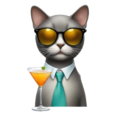 Cat with sunglasses and martini sticker