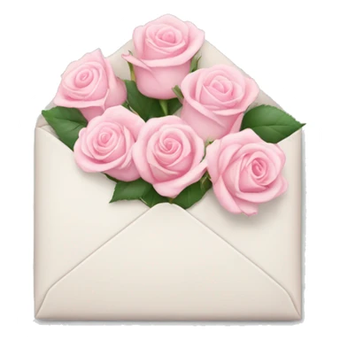 White envelope with light pink roses sticker