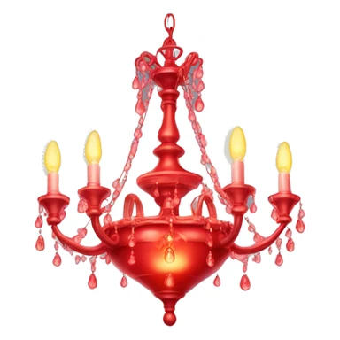 glowing red chandelier with a bottle of perfume on top sticker