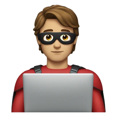 superhero at the laptop with brown hair sticker