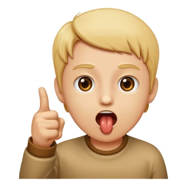 Pointing at mouth with mouth open to indicate hungry sticker