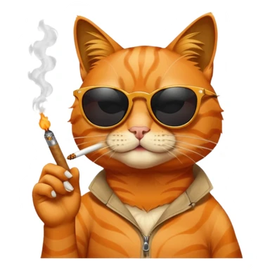 Orange cat with black sunglasses somoking small joint sticker