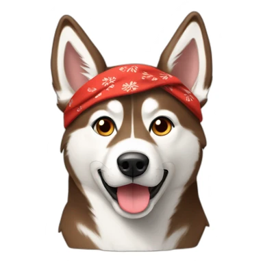 Brown husky with red neck bandana sticker