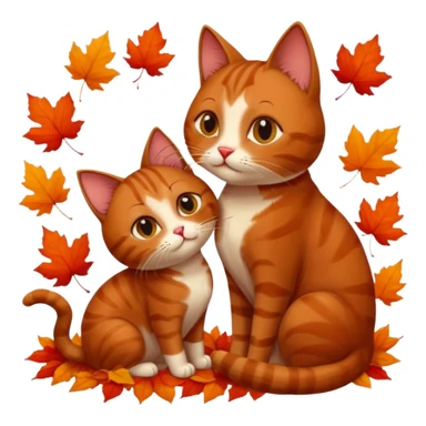 Brown cat kisses cat on autumn  sticker
