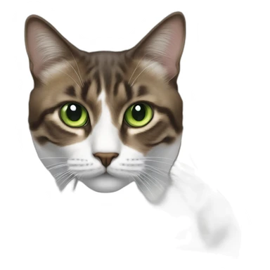 Chat blanc, poil long, yeux verts, haut de la tête marron avec une tache noire sticker