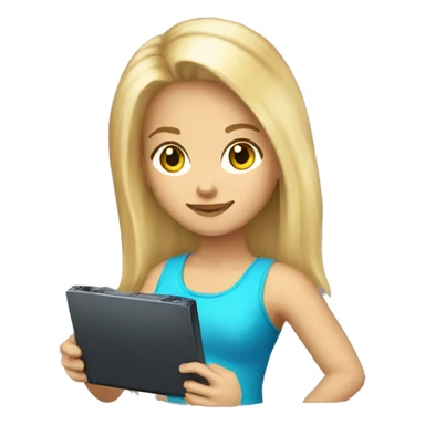  haired blonde light skin girl playing nintendo ds sticker