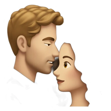 White Man with dark hair kissing white woman with long brown hair sticker