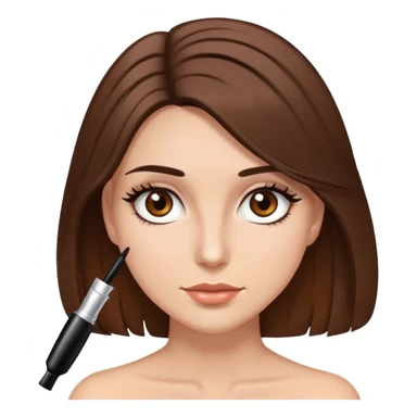 Brown hair that is shoulder length, brown eyes, long eyelashes with mascara, female  sticker