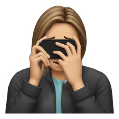 exasperated person holding a phone in front of their face sticker