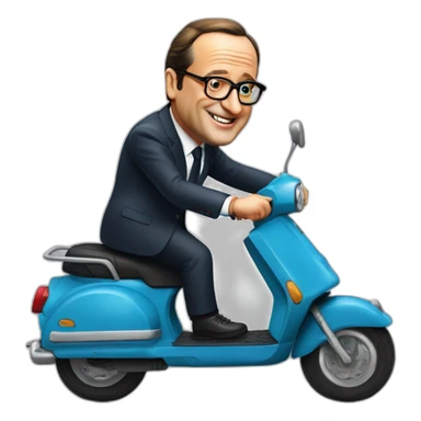 francois hollande sur un scooter sticker