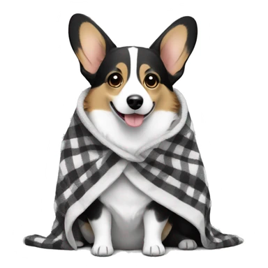 Black-white corgi cardigan in a blanket sticker