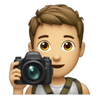 a boy with a camera sticker