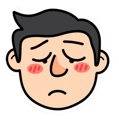 Tired exhausted face with droopy eyes sticker