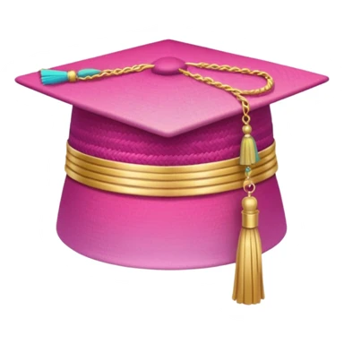 Pink gradient gradation hat with gold tassel sticker
