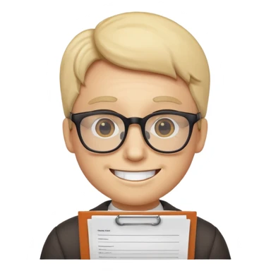 Smiley with glasses and paperwork sticker
