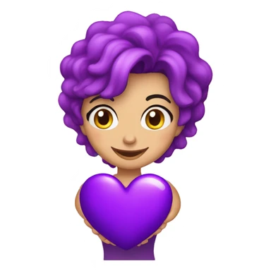 Carita feliz abrazando corazon morado sticker