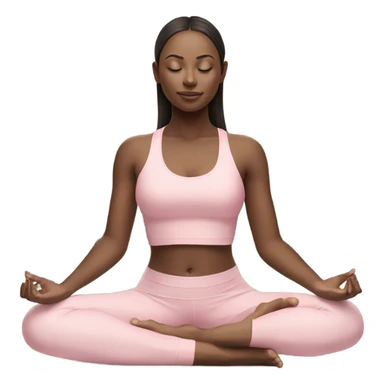 eyes closed girl in lotus pose wearing a pastel pink yoga set  sticker