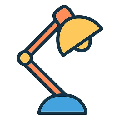 classic desk lamp color outline icon style sticker