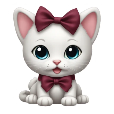 Baby kitty with a coquette burgundy bow with cute posture  sticker