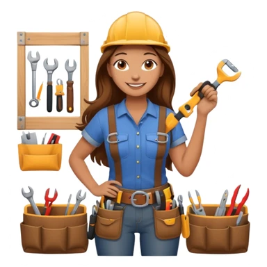 beautiful girl with long brown hair constructing new bedroom sticker