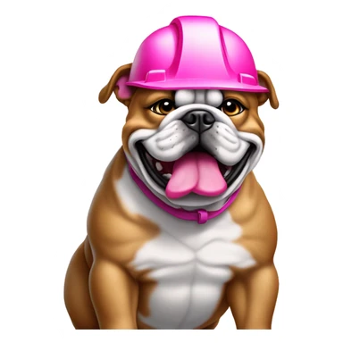 bulldog with pink hard hat that is 24x24 sticker