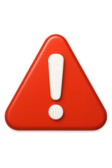 emoji stile iphone di segnale di pericolo rosso con punto esclamativo bianco, iperealistico 4k sticker