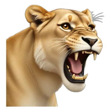Lioness roaring sticker