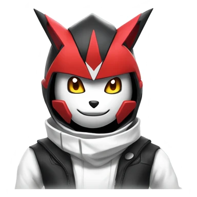  Cool Edgy Futuristic Black White Red Zangoose-Digimon-Medabot sticker