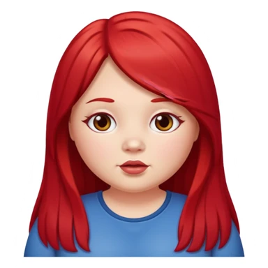 chubby white girl with cherry red long straight hair sticker