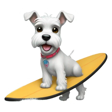 White fun schnauzer riding surf board sticker