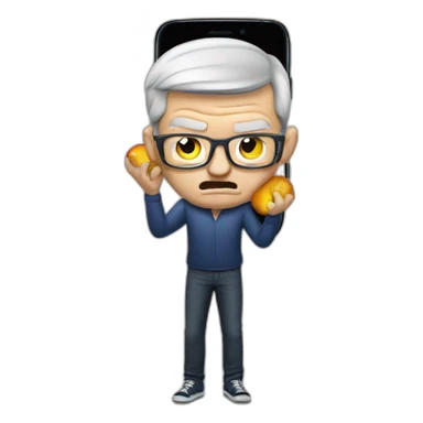 Angry Tim Cook with Samsung Galaxy Phone sticker