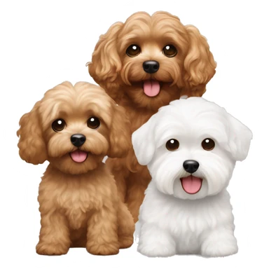 Brown maltipoo & white maltipoo & short haired white man & long red hair white woman sticker