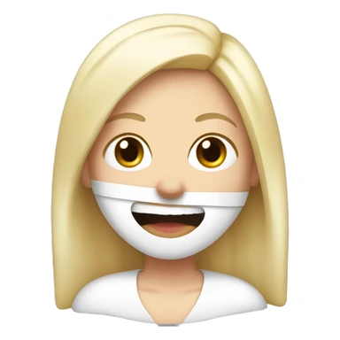 white blond girl with big teeth, bandage around the head sticker