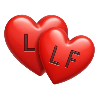 The letters l and f in a heart sticker