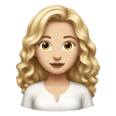 Make a dark blonde slightly wavy hair white girl with something baby pink as clothes  sticker