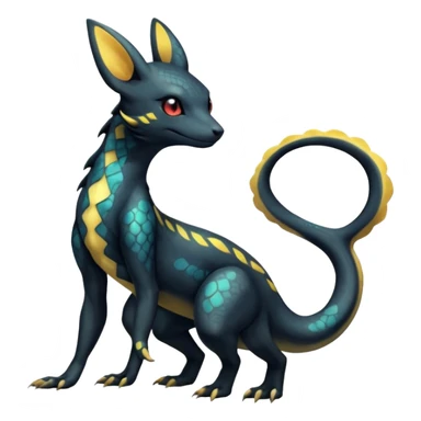 Shiny beautiful gorgeous ethereal Scaley Exotic Salandit-Umbreon-Fakémon-hybrid-creature (full body) sticker