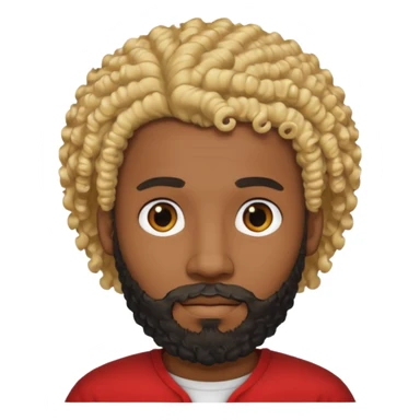 Black man with curly blonde hair and a black beard sticker