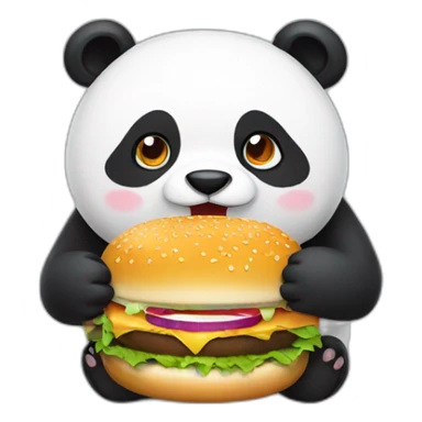 Panda eating burger sticker