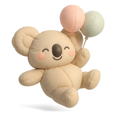 happy koala floating with pastel balloons in cushion style sticker