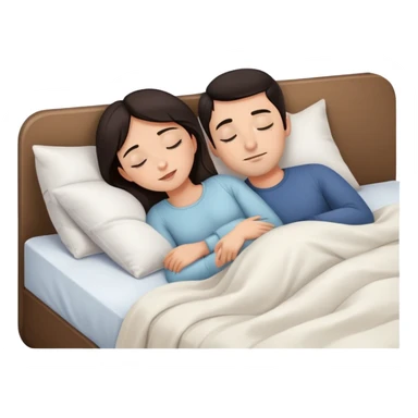 man and girl with dark hair sleeping in bed sticker