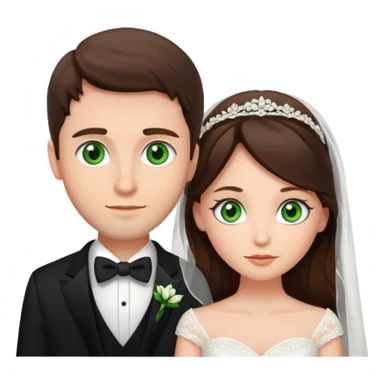 bride and groom, brunette bride, groom has green eyes sticker