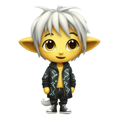 an edgy cute kawaii vernid-fionbri with splash patterns full body sticker